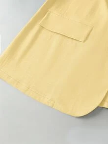 SHEIN Clasi 大尺碼女款條紋拼接商務西裝外套 + 寬鬆休閒時尚通勤短褲套裝，春/秋季 - 黃色 - 查看 7