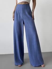Firerie Women's Casual High-Waisted Long Wide-Leg Pants, Blue, Suitable For Beach, Airport, Modest - Blue - View 11