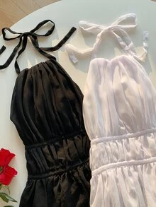 Comfortcana Top de tirantes de cuello halter de unicolor para mujer, minimalista y de moda, adecuado para el verano - Multicolor - Ver 6