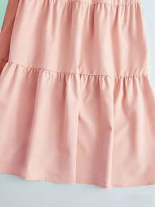 GlowEve Yellow V-Neck Spaghetti Strap Ruffle Hem Vacation Dress, Casual Beach Outfit For Summer, Metal Decor Buckle, Women Long Dress - Pink - View 4