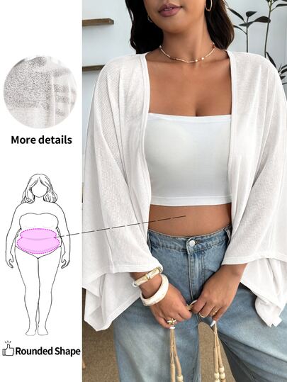 Enliva Plus Size Women's White Jacket, Suitable For Vacation, Daily Wear, Beach