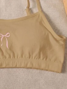SHEIN 少女簡單休閒方領背心上衣，附胸墊，親膚舒適蝴蝶結刺繡內衣，學生內衣3件組，白色 - 彩色 - 查看 5