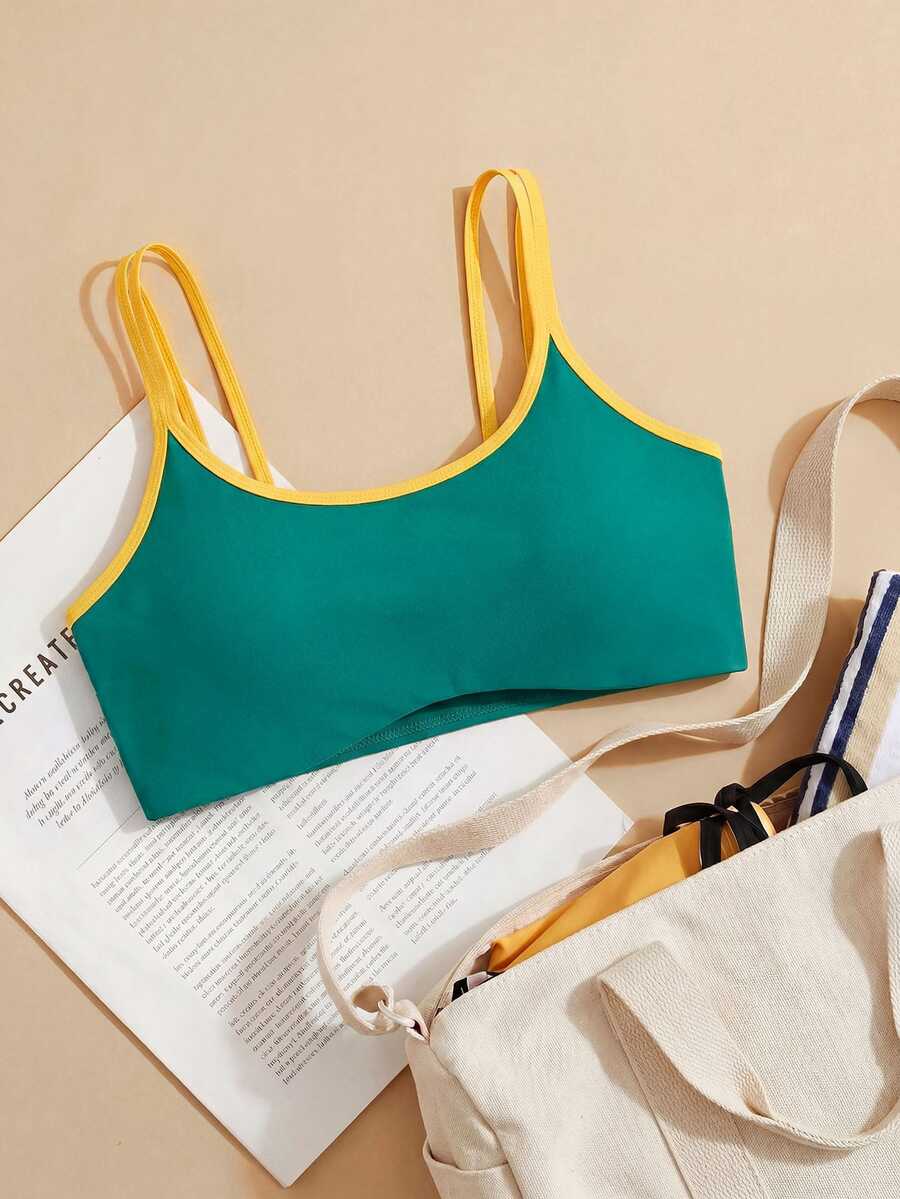 Cheerettes Bra Olahraga Minimalis Blok Warna Ukuran Plus Wanita