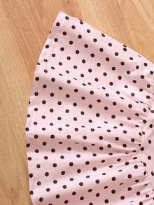 SHEIN Elladie kids 2件組女孩波點荷葉邊短袖T恤與休閒時尚裙套裝，夏季 - 粉色 - 查看 7