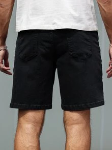 Manfinity Homme Plus Size Men's Casual Versatile Solid Color Denim Shorts Black Jean Shorts Men Going Out Hang Out Vacation Tropical Urban - Black - View 2