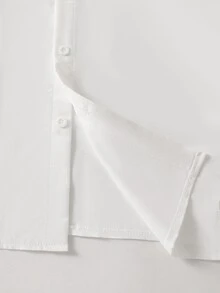 SHEIN 春秋新款彼得潘領長袖寬鬆白色襯衫，秋季上衣，甜美百搭清新學院風上衣 - 白色 - 查看 7