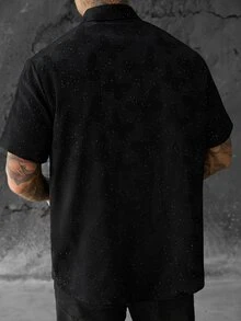 Zorclune Men's All-Over Print Casual Versatile Short Sleeve Shirt For Daily Wear - Black - View 4