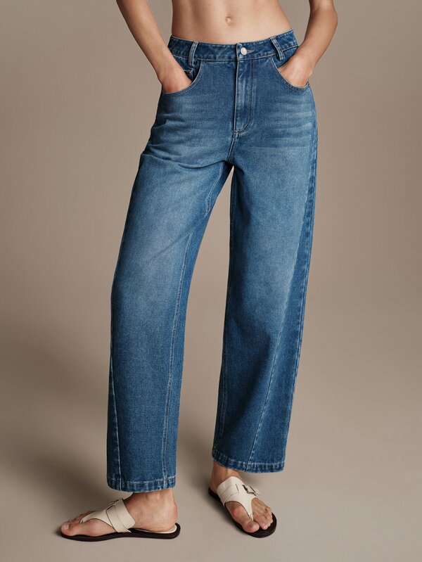 Anewsta Essential Fall Casual Blue Washed Slim Fit Jeans Women Cotton Office Commute Versatile Stretch Denim Pants Modern
