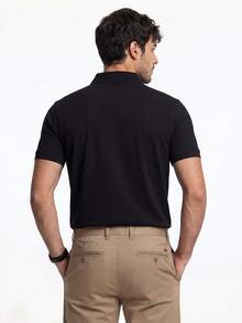 TekDrob Double Anti-Odor Polo With Regular Fit And Concealed Button Placket - Black - View 3