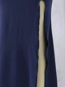 SHEIN 青少年女孩海軍藍正式長洋裝，細肩帶修身開衩長裙，優雅適合度假、畢業、返校、婚禮季、派對與正式場合 - 藏蓝色 - 查看 5