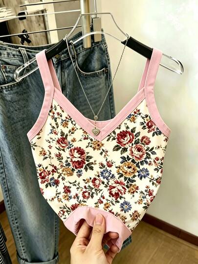 Resyla Women's Floral Print Casual Camisole Tank Top For Vacation