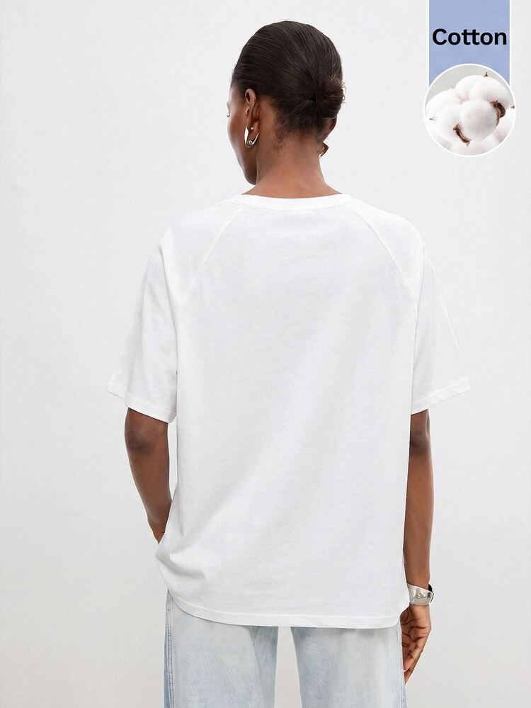 Maija Women's Crew Neck Casual Versatile Everyday T-Shirt - White - View 2
