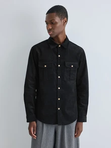 Merionis Men's Solid Color Single-Breasted Casual Versatile Daily Wear Shirt - Black - View 6
