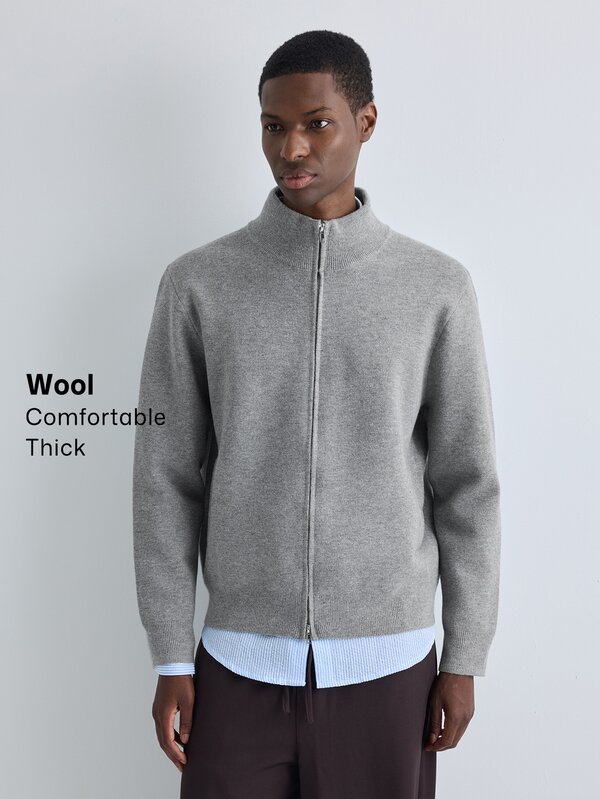 Merionis Men's Casual Zipper Pocket Long Sleeve Knit Cardigan, High Quality