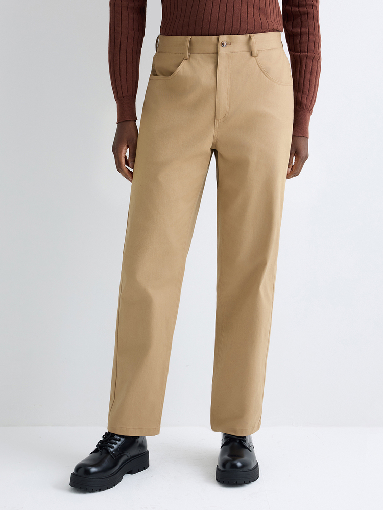 Merionis Celana Panjang Pria Slim Fit dengan Kancing Saku, Kualitas Tinggi - Khaki - View 4