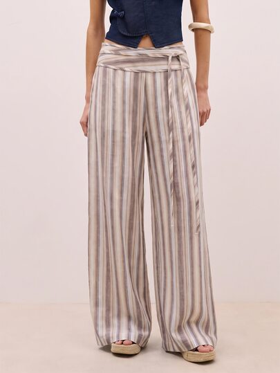 Nöista Women's Striped Loose Wide-Leg Straight Pants