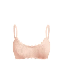 Ocili Women's Comfortable Cotton Knit Jacquard Lace Bow Decor Bra - Apricot - View 9