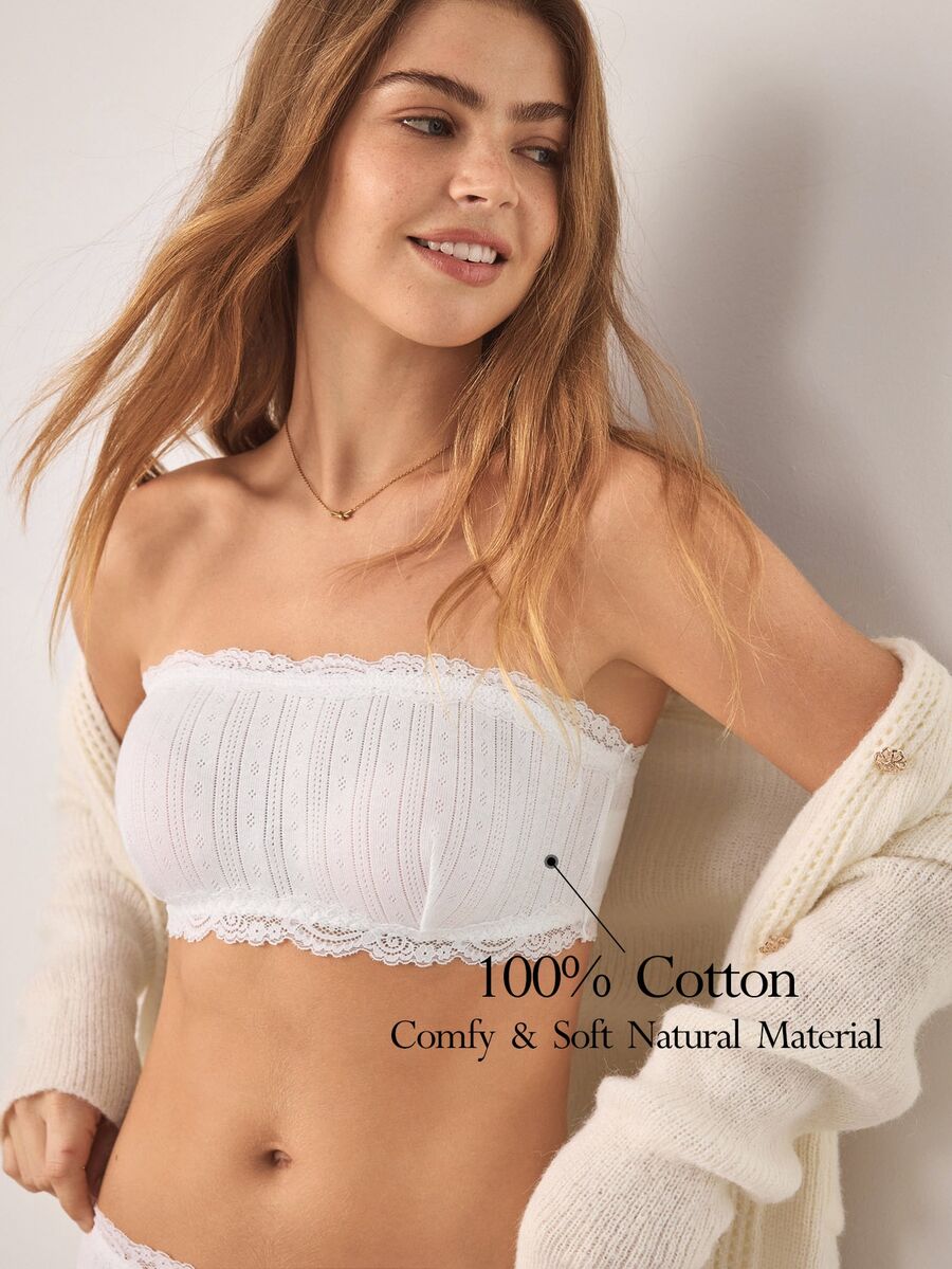 Ocili 100% Pure Cotton Non-Padded Single Layer Comfortable Minimalist Smooth Women's Bra, Can Be Paired With Lace - White - View 1