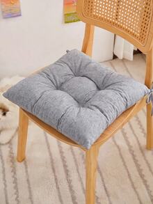 Solid Color Tufted Chair Pad With Ties, 40x40cm Square Seat Cushion For Dining Room & Office (1/2/4 Pieces), Made In Turkey - Grey - View 2