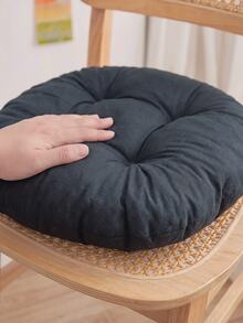 Made In Turkey 38cm Round Tufted Chair Cushion, Soft Thick Seat Pad, Available In 2PCS & 4PCS Sets For Dining Chairs, Kitchen, Floor & Home Decor - Black - View 2