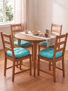 Made In Turkey 38cm Round Tufted Chair Cushion, Soft Thick Seat Pad, Available In 2PCS & 4PCS Sets For Dining Chairs, Kitchen, Floor & Home Decor - Cadet Blue - View 3