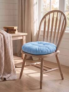 Made In Turkey 38cm Round Tufted Chair Cushion, Soft Thick Seat Pad, Available In 2PCS & 4PCS Sets For Dining Chairs, Kitchen, Floor & Home Decor - Dusty Blue - View 2