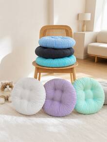 Made In Turkey 38cm Round Tufted Chair Cushion, Soft Thick Seat Pad, Available In 2PCS & 4PCS Sets For Dining Chairs, Kitchen, Floor & Home Decor - Dusty Blue - View 1