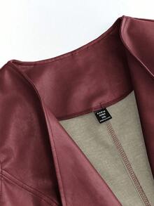 SHEIN Clasi 大码复古休闲通勤无袖夹克 - 酒紅色 - 查看 4