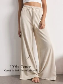 Ocili Women's All-Season Basic Casual Fashion Minimalist Light Khaki Straight Leg Loose Fit Long Pants - Khaki - View 1
