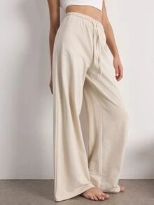 Ocili Women's All-Season Basic Casual Fashion Minimalist Light Khaki Straight Leg Loose Fit Long Pants - Khaki - View 4