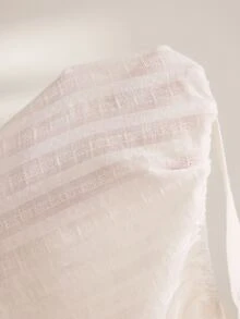 Ocili White Pure Cotton Embroidered Hollow-Out Ruffle Tie-Up Simple Comfortable Women's Loungewear Set - White - View 8