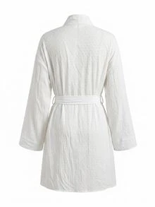 Ocili Women's Solid Color Robe With Belt - White - View 2