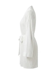 Ocili Women's Solid Color Robe With Belt - White - View 3