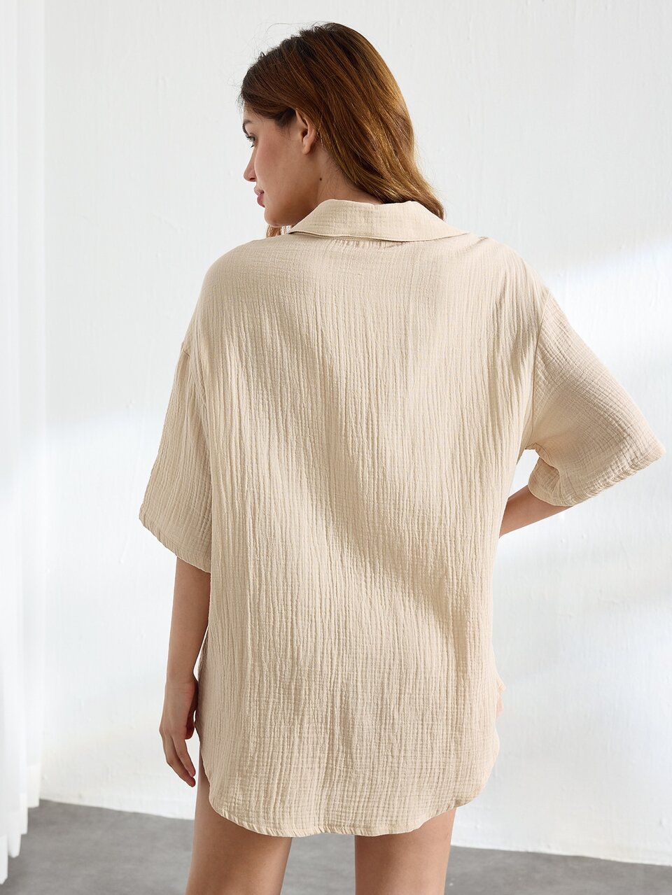 Leisure Women's Tie-Front Long Svee Home Wear Top