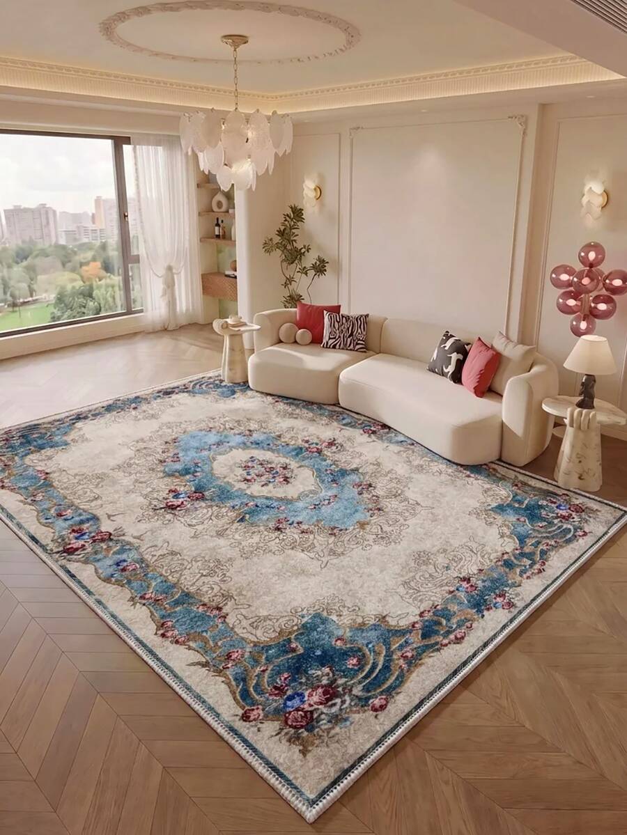 Digital Print Non-Slip Washable Runner Rug/Area Rug, Living Room Rug, Modern Design, Modern, Scandinavian, Bohemian And Classic Style, 100% Polyester, Made In Turkey - Creamy White - View 1