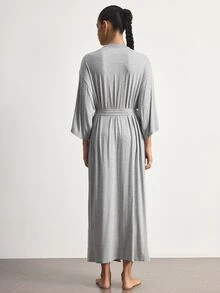 Ocili 莫代爾舒適蕾絲女款居家休閒睡袍 - 淺灰色 - 查看 3