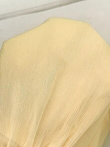 Sunnyshic 女款春夏度假風海灘套裝 淡黃色菱格雪紡掛脖無袖大裙擺洋裝 熱帶浪漫風 - 黃色 - 查看 4