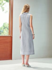 MOTF PREMIUM WOMEN'S FRONT ZIPPER SLEEVELESS DENIM DRESS - Light Wash - View 3