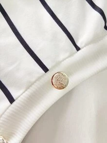 SHEIN Franclia 女款新款極簡時尚水鑽扣飾修身連身衣 - 白色 - 查看 4