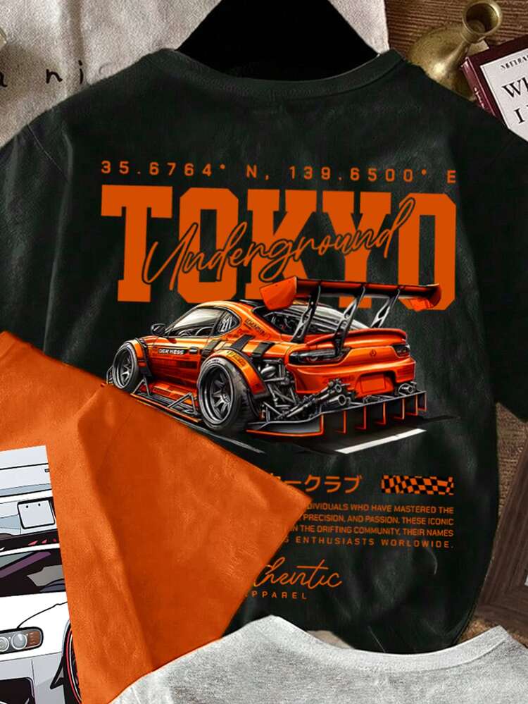 Young Boys New Casual Kids Minimalist, American Vintage, Car Pattern, Style, Streetwear, American Vintage, Multi-Pack, Short Sleeve T-Shirt 3pcs -Pack - Multicolor - View 3