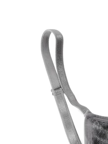 Ocili 2pcs Front Closure Underwire Push-Up Bra Set With Side-Boob Support - Grey - View 8