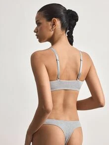 Ocili 2pcs Front Closure Underwire Push-Up Bra Set With Side-Boob Support - Grey - View 2