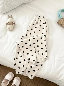 SHEIN Tween女孩女童波點杏色牛仔寬鬆鬱金香腿褲，適合萬聖節、世界盃、畢業季、休閒、返校季、夏冬秋季穿著 - 彩色 - 查看 6