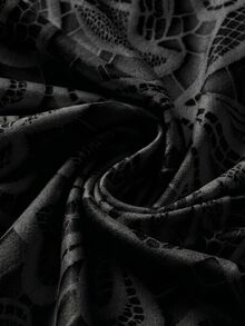 SHEIN LUNE 女款蕾絲休閒百搭日常穿著上衣 - 黑色 - 查看 4