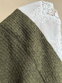Elaquor Plus Size Pullover Sweater With Lace Trim, New Autumn/Winter Style Fall - Army Green - View 9