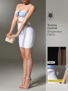 Nuvra Gaun Mini Bodycon Tanpa Tali dengan Gesper Logam Berongga Warna Putih dan Biru untuk Wanita, Cocok untuk Pesta Malam, Klub, dan Musim Panas, Seksi dengan Desain Bandage. - MultiWarna - View 5