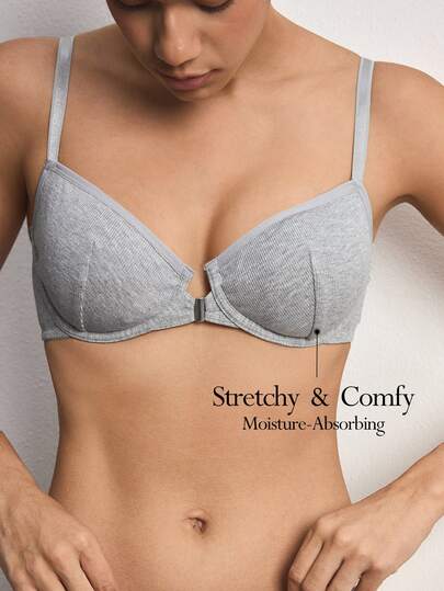 Ocili 1pc Front Closure Underwire Push-Up Bra With Side-Smoothing For Small Bust Women