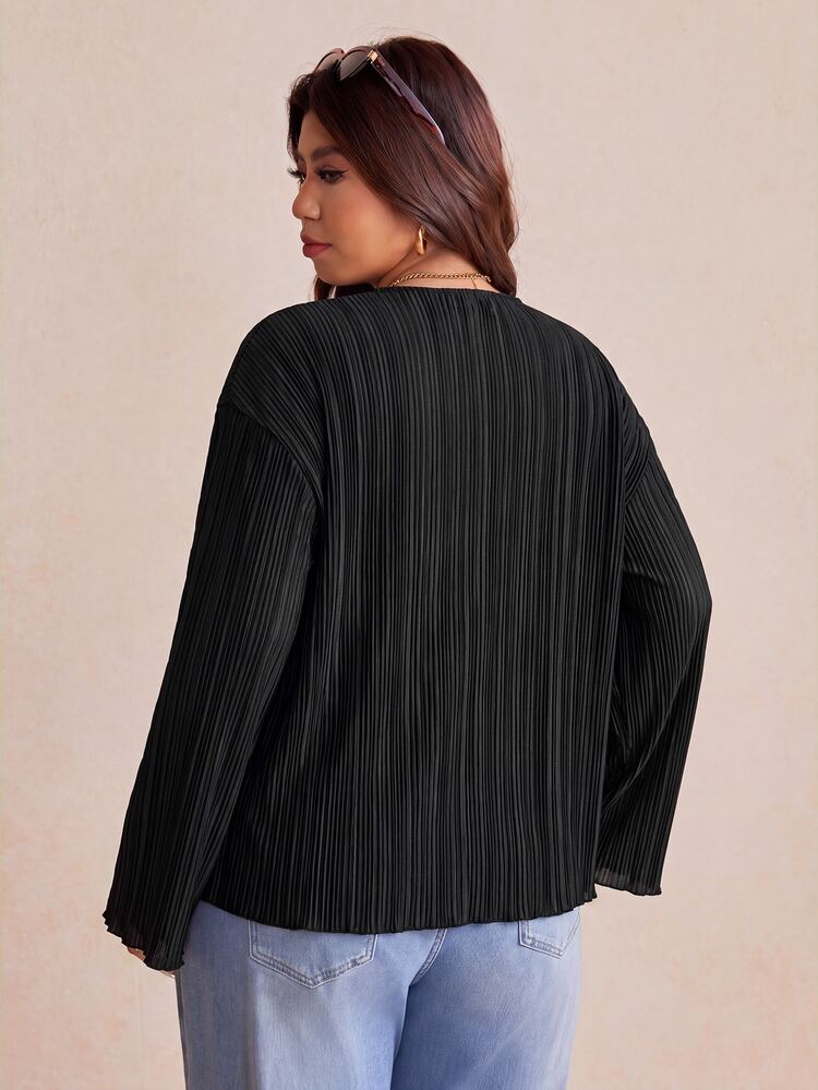 Elaquor Plus Size Women Solid Color Casual Versatile Daily Wear Long Sleeve Jacket Casual Daily Going Out Jacket Fall/Winter Office Business Work Jacket Women - Black - View 2