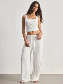 Ocili 1pc White Women's Casual Tank Top - White - View 4