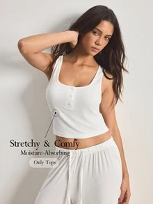Ocili 1pc White Women's Casual Tank Top - White - View 1